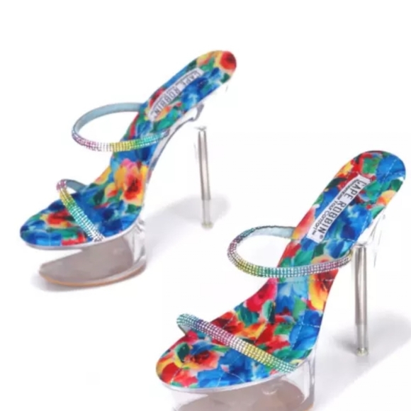 🌈Cape Robbin Clear Rainbow Rhinestone Mules - Picture 3 of 4